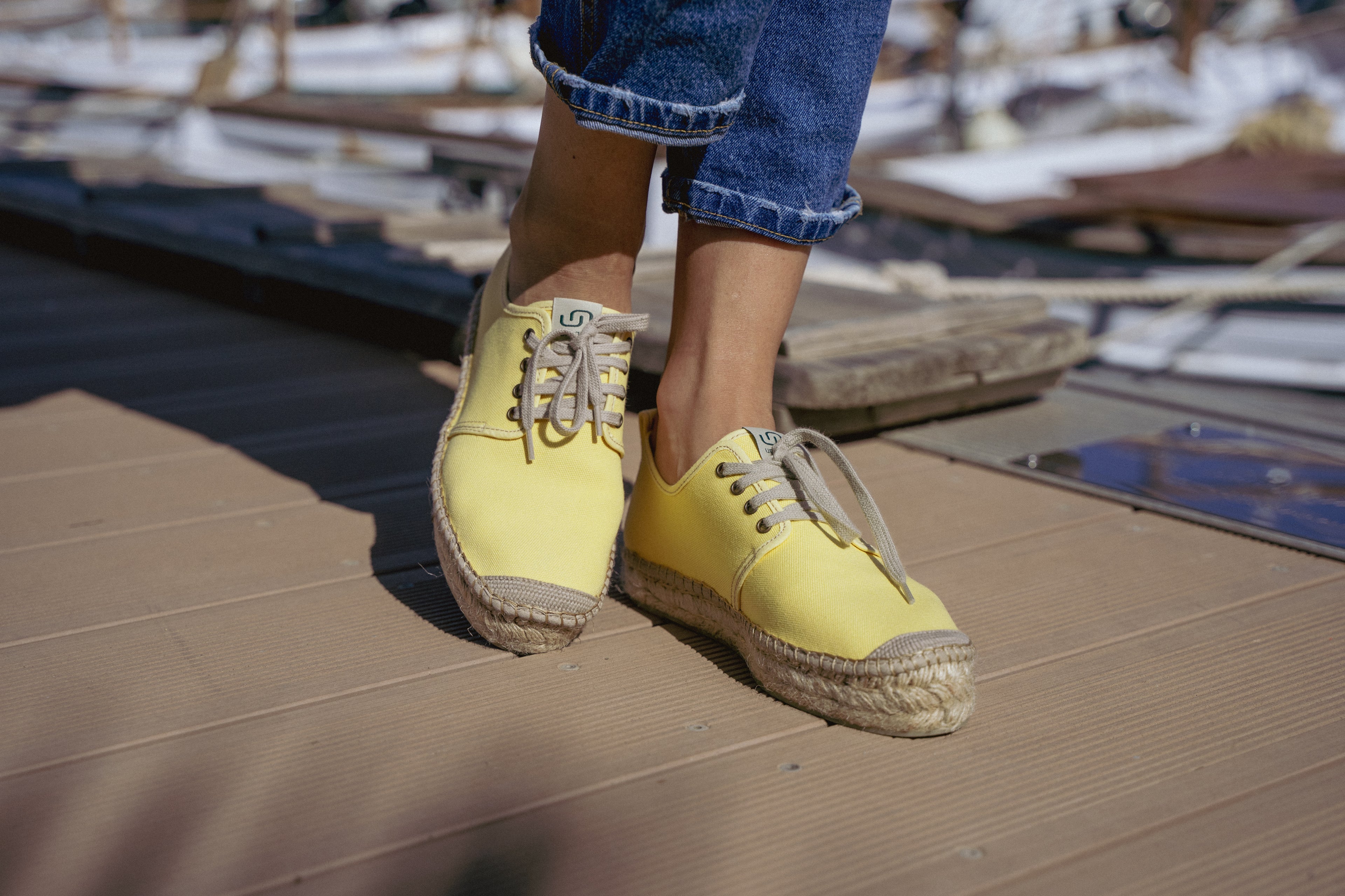 Women Sóller lace-up espadrilles - Yellow colour
