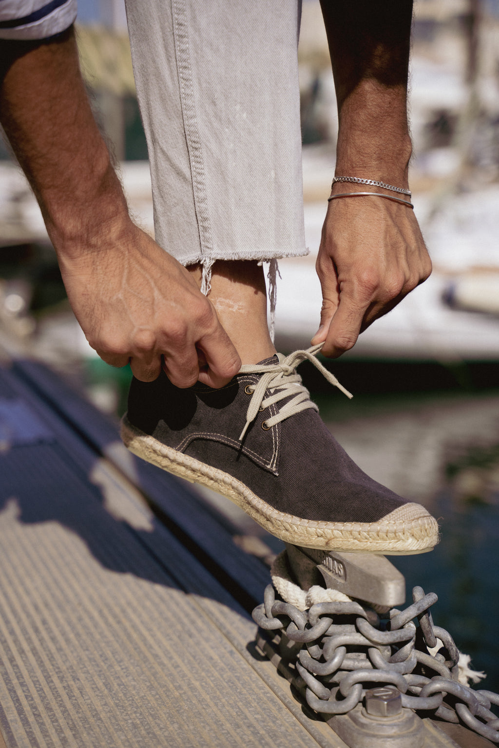 Eivissa lace-up  men espadrilles - Quartz colour