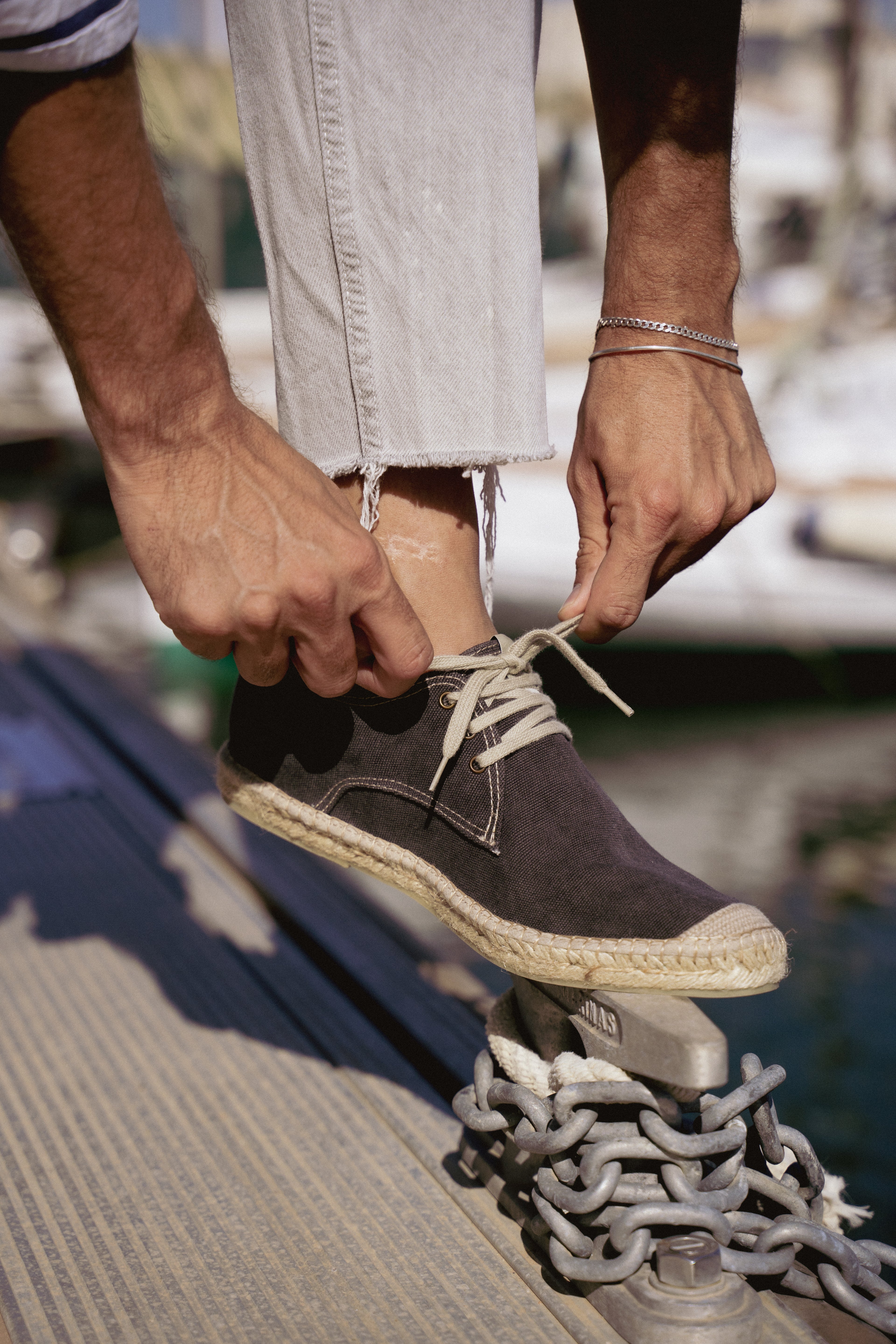 Eivissa lace-up  men espadrilles - Quartz colour