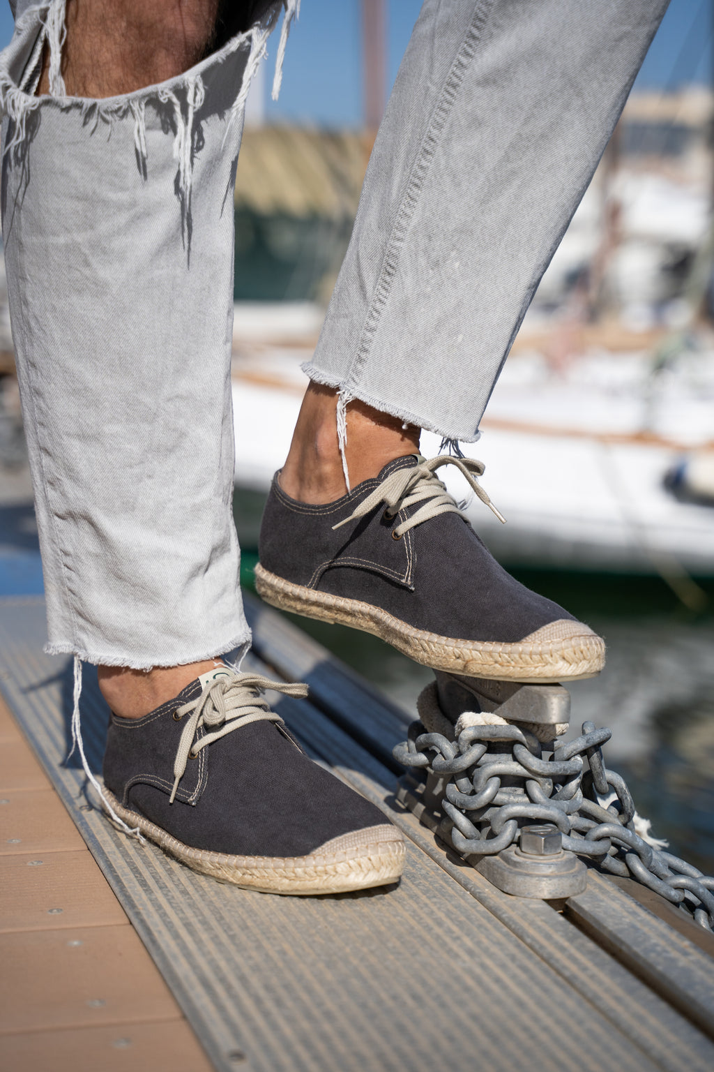 Eivissa lace-up  men espadrilles - Quartz colour