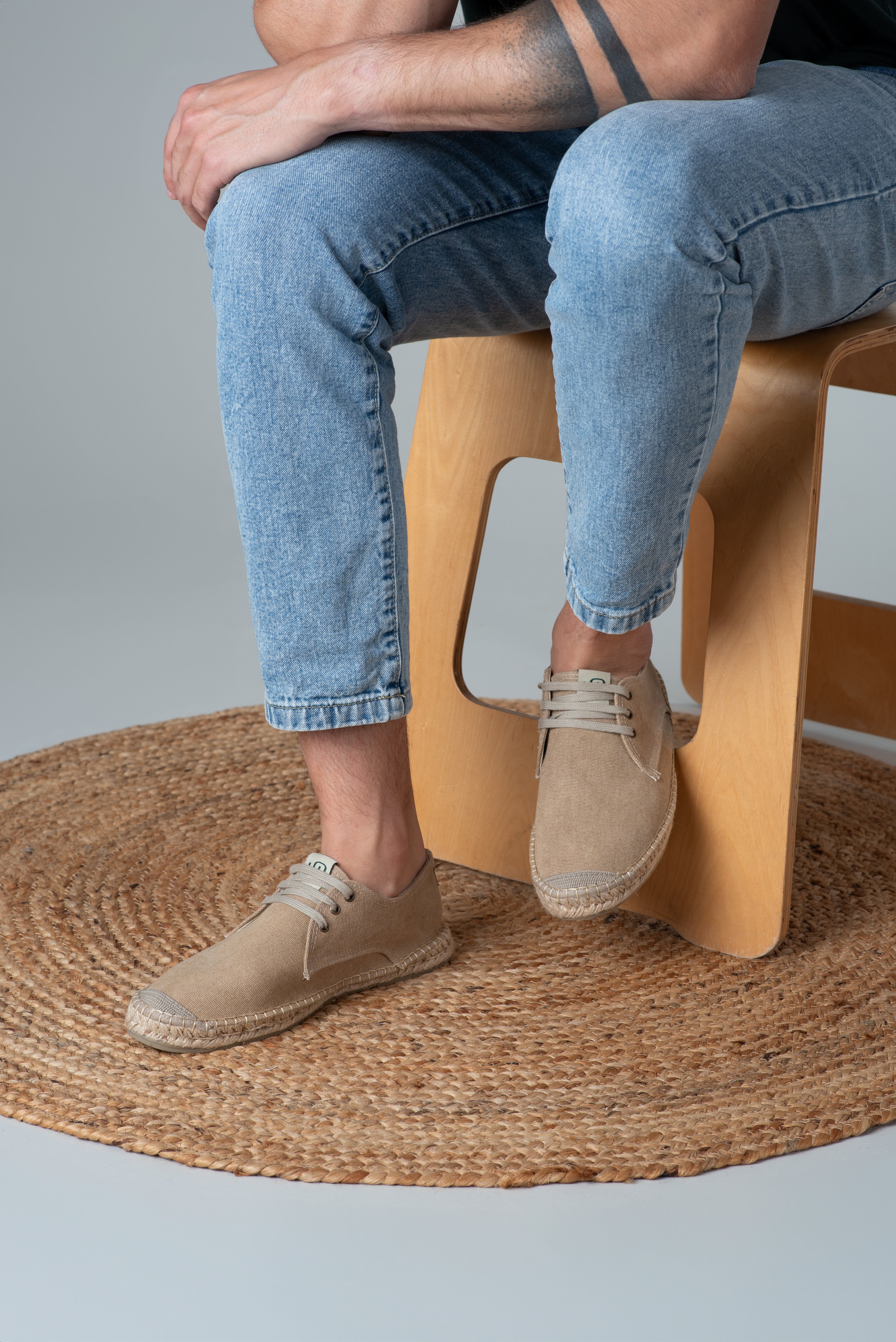 Eivissa lace-up men espadrilles - Beige colour